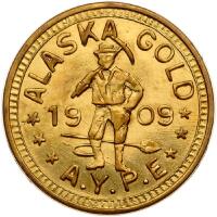 Alaska Gold Token. 1909 &Acirc;&frac14; D.W.T. Gem Brilliant Unc
