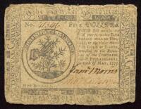 Continental, May 10, 1775, Five Dollars