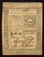 Pennsylvania, October 1, 1773, Fifteen Shillings VF
