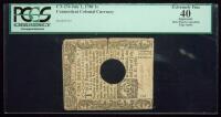 Connecticut, July 1, 1780, One Shilling PCGS Extremely Fine 40 Hole Canceled