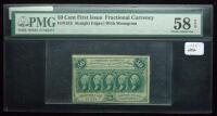 1862, 50&Acirc;&cent; Fractional Currency. First Issue, straight edges, with ABCO monogram