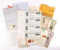 Outstanding Collection of 40 Plus Documents, Indentures, Checks, Warrants, Tax Receipts all from 1860 to 1890
