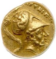 Italy, Metapontion (in Lucania). Pyrrhos. Gold 1/3rd Stater (2.84g), 13 mm