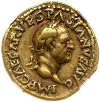 Vespasian, AD 69-79. Gold Aureus (7.2g) 20 mm