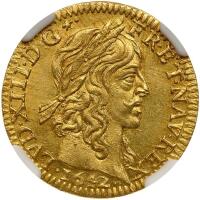 France. 1/2 Louis D' Or, 1642-A NGC MS63
