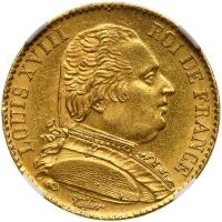 France. 20 Francs, 1815-A (Paris) NGC MS62
