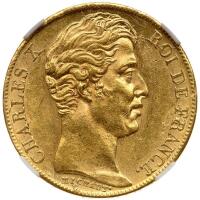 France. 20 Francs, 1827-A NGC MS62
