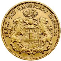 German States: Hamburg. 10 Mark, 1909-J XF