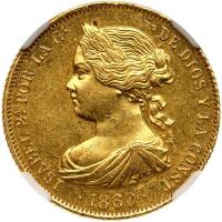Spain. 100 Reales, 1860 (Madrid) NGC MS63
