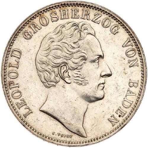 German States: Baden. 2 Taler, 1844 Sharpness of XF
