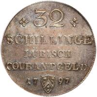 German States: L&Atilde;&frac14;beck. 32 Schilling (Gulden), 1797-HDF PCGS AU53