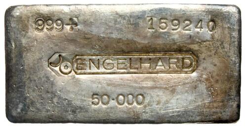 50 ozt 999+ fine Engelhard Silver Bar