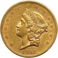 1853 $20 Liberty PCGS AU53