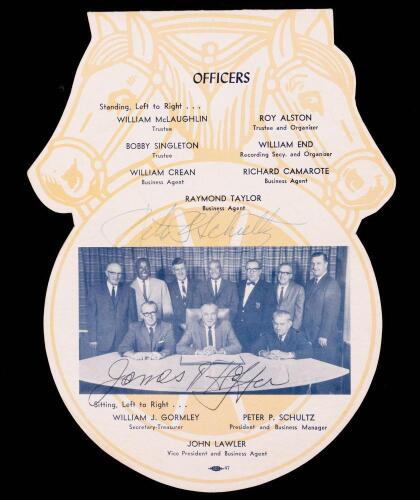 James R. Hoffa: Signed Banquet Menu Local Union #470. November 6, 1965, Philadelphia. General President, I.B.T. and Peter Schult