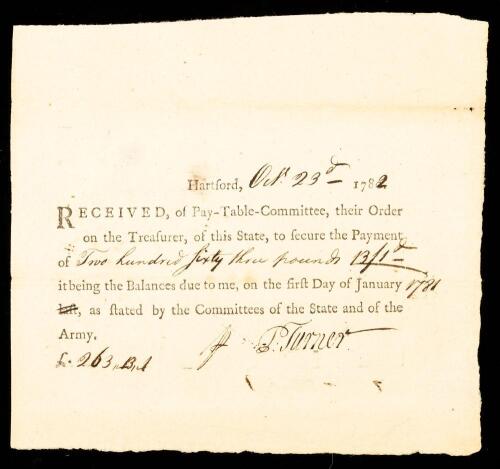 Revolutionary War Pay Voucher for Surgeon General Philip Turner Easter