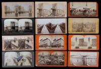 Antique Stereoscope (Stereoview) Cards: 50 Card Collection: Lincoln Monument, Brooklyn Bridge Construction, Ships, Architecture