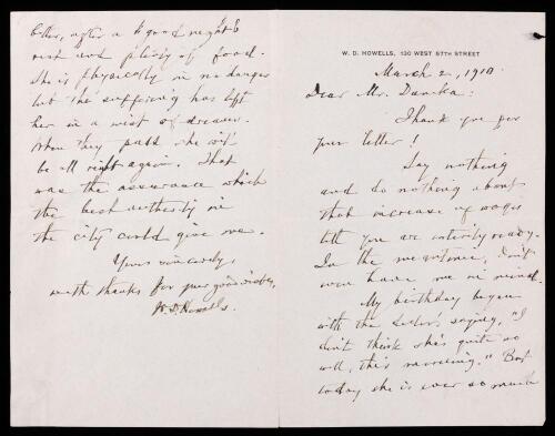 William Dean Howells: "The Dean of American Letters" Novelist, Literary Critic, Editor of Atlantic Monthly. Autographed Letter S