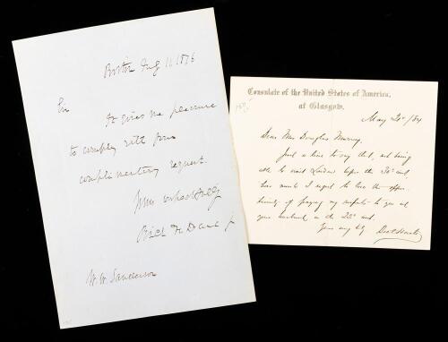 American Authors: Bret Hart and Richard Henry Dana Jr. Autographed Notes Signed both Late 19th Century