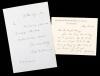 American Authors: Bret Hart and Richard Henry Dana Jr. Autographed Notes Signed both Late 19th Century