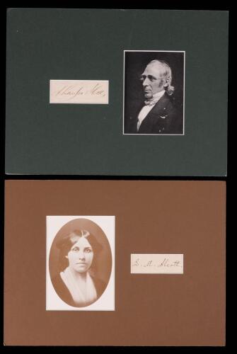 Louisa May Alcott and Her Father A. Bronson Alcott Cut Signatures Matted and Each with a Photo