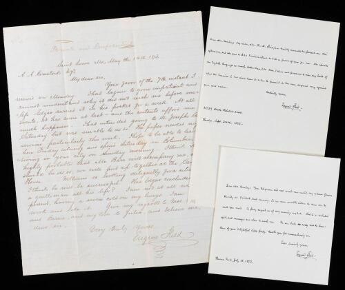 Eugene Field: Three Autographed Letters Signed from years 1873, 1893 and 1895. "American Poet of Childhood"