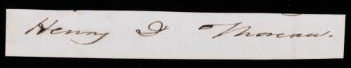 Henry David Thoreau: American Poet, Philosopher and Celebrated Naturalist. Cut Signature