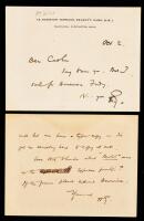 H.G. Wells: Autographed Note Cards Signed, both 1920's
