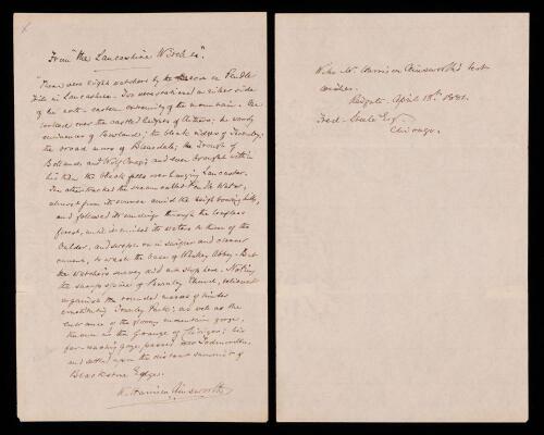 William Harrison Ainsworth: Rare Autographed Manuscript Signed, Opening Passages of THE LANCASHIRE WITCHES Published 1849