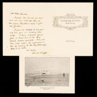 Orville Wright: Signed Photo First Manned-Flight, 1903 and Autographed Christmas Card Signed.