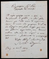 Niccolo Paganini: Acclaimed Violinist and Composer, Rare Autographed Letter Signed in Italian Dated 1831 in Excellent Condition.