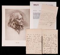 Franz Liszt: Two Boldly Penned ALS by Legendary Hungarian Composer and Piano Virtuoso + One Unsigned Letter on George Sand's Per