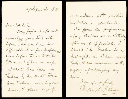 Sir Arthur S. Sullivan & Sir William Gilbert: Immensely Popular Comic Opera Duo known as Gilbert & Sullivan. Two (2) Autographed
