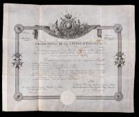 Louis XVIII: Certificate of Appointment as Chevalier in the Legion of Honour, as King of France on Vellum
