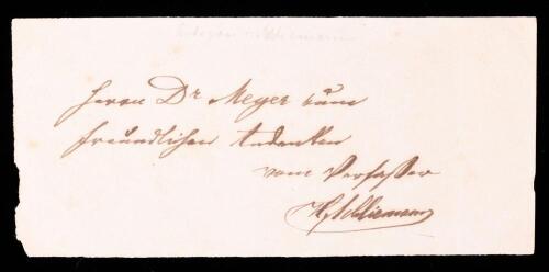 Heinrich Schliemann: Pioneering Archaeologist Best Known for Excavations at the Ancient Sites of Troy and Mycenae. Rare Autograp