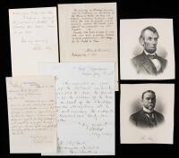 Abraham Lincoln: Cabinet Members/Inner Circle Four Letters Signed. John Hay, Robert Todd Lincoln, Gideon Welles and Tribute by S