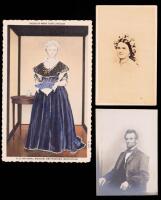 Abraham Lincoln, Mary Todd Lincoln Photograph, Carte De Visite and Vintage Color Postcard