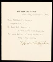 Charles Evans Hughes: Revered American Politician Typed Letter Signed to William C. Sanger Former Secretary of War Dated 1906