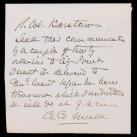 Major General George Mead: Note Signed to his Asst. Adjutant-General, Lt. Col. Simon Barstow. Undated Civil War Correspondence