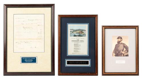 Artifacts from the Civil War: Original Yankee Song Sheet, US Pay Voucher and Two Words in Stonewall Jackson's Hand