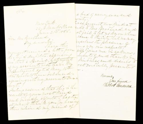 Robert Anderson Letter Signed Dated 1866