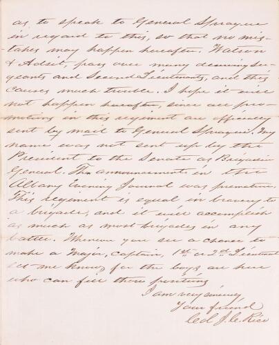 Col. James Clay Autograph Letter Signed: Headquarters, 44th New York Volunteers, March 14, 1863 to Military Secretary in Albany