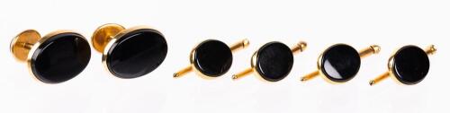 Gentleman's Classic Tuxedo Studs and Cufflinks in 14K Yellow Gold and Premium Onyx.