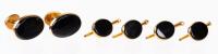 Gentleman's Classic Tuxedo Studs and Cufflinks in 14K Yellow Gold and Premium Onyx.