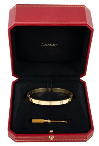 Cartier 18K Yellow Gold and 10 Diamond LOVE Bracelet with Original Presentation Box and Outer Box. Bracelet #2