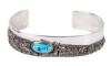 Native American Sterling Silver and Turquoise Textured Cuff Bracelet - 3