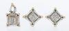 Ladies 18K Yellow and White Gold Ensemble of Post Earrings and Matching Pendant all with White Accent Diamonds