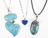 Three Wonderful Casual Necklaces for the Lady. One of Chrysocolla Malachite and Topaz, One of Larimar and One of Swarovski Cryst