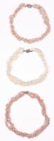 Three Freshwater Pearl Torsade Necklaces Two in Pink, One in White