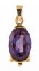 Ladies Spectacular 14K Yellow Gold and Amethyst Pendant. Amethyst is 27 Carats Set in a Formidable Mount
