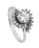 Lovely Engagement Ring Having a Fine Center Diamond Surrounded in a Swirl of Accent Diamonds in 14K White Gold - 2